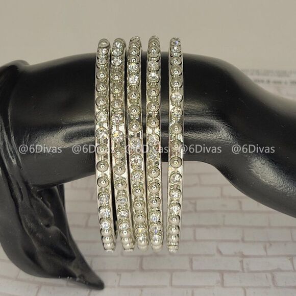Studded Silvery Bangles-NWOT - Picture 1 of 6